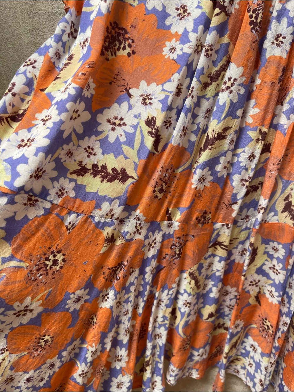 Free People Sugar Crush Floral V-Neck Short Sleeve Tunic Dress in Orange - Picture 10 of 13